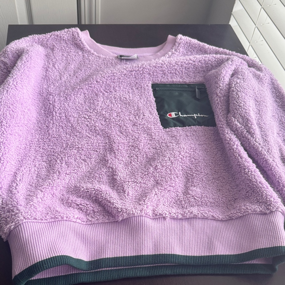 Champion Women's Purple Sherpa Crew Neck Sweater